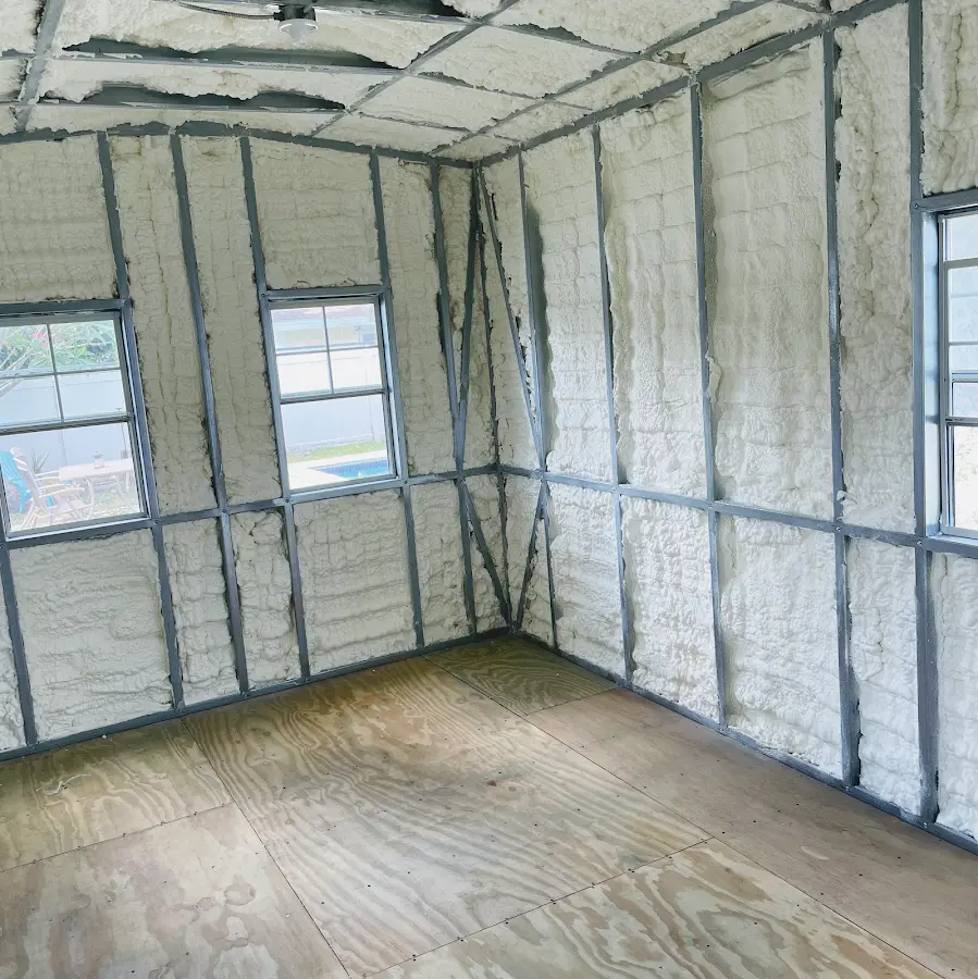 Closed-cell spray foam insulation applied to wall cavities in a residential project in New Sewickley